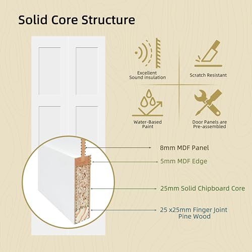 Brosisincorp - Brosisincorp 30" x 80" Solid Wood Core Shaker Bifold Closet Door 3-Panel