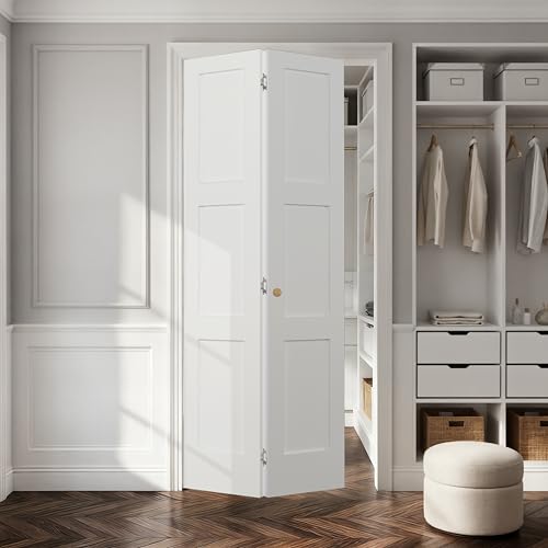 Brosisincorp 30" x 80" Solid Wood Core Shaker Bifold Closet Door 3-Panel