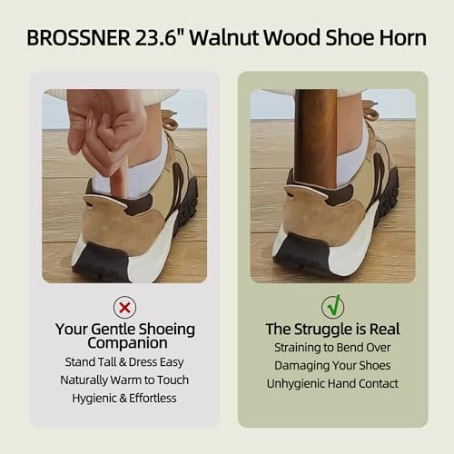 Brosisincorp - Brosisincorp Wooden Shoe Horn Long Handle 23.6" for Seniors Helper 1 Pack
